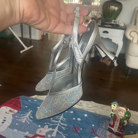 Vintage CWebb Silver blingy sling backs 9.5 - Picture 6 of 8